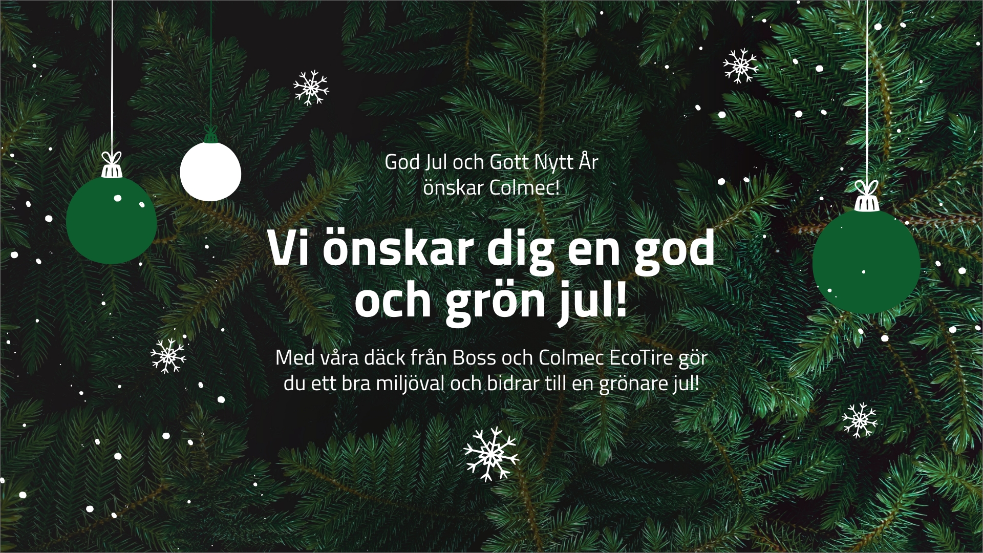 Julkort med texten "Vi önskar dig en god och grön jul!"